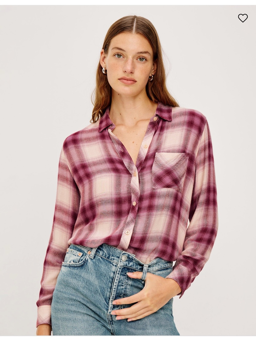 Rails Hunter Plaid Button-Down Shirt in Faded Plum Ivory